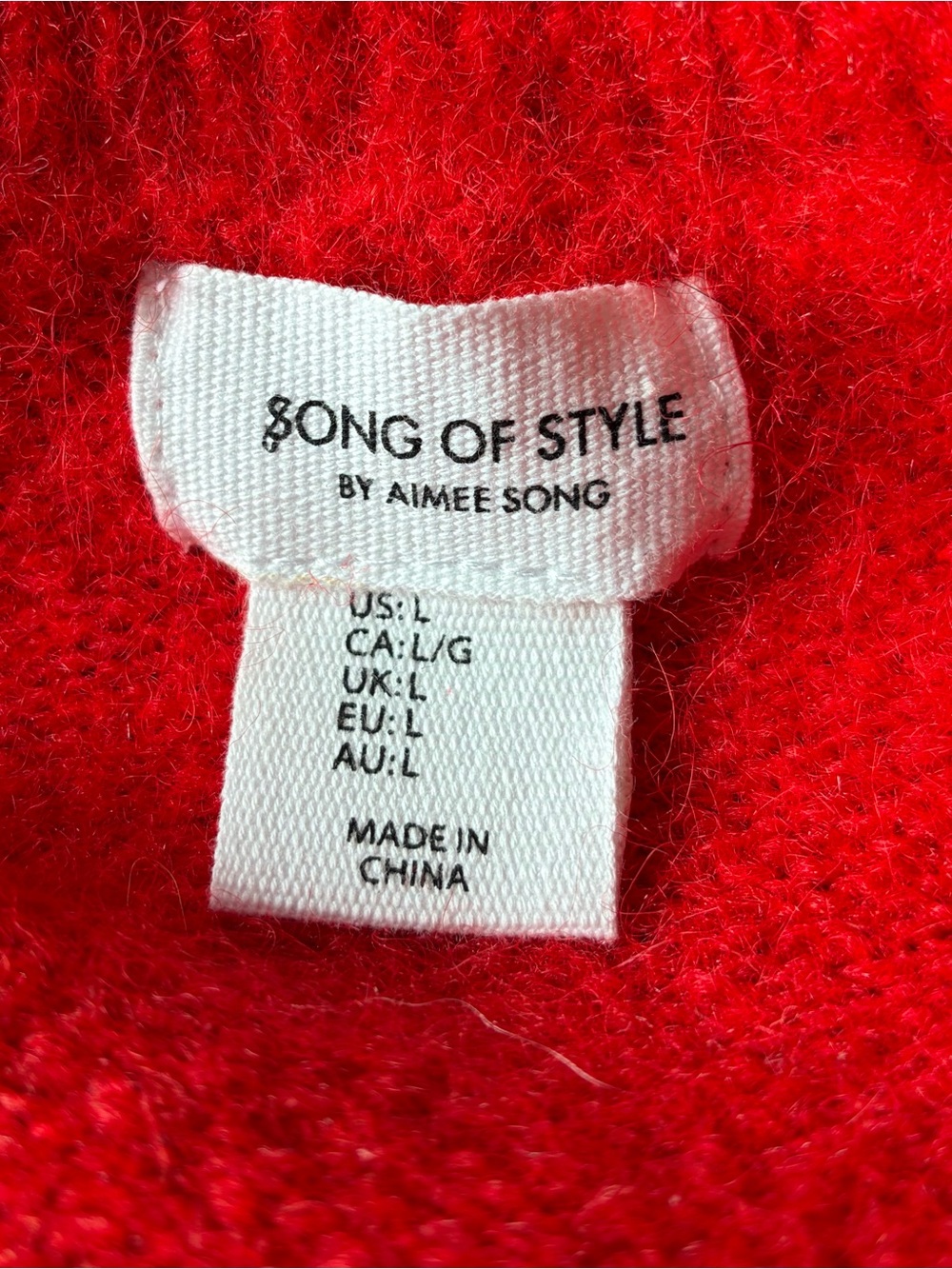 Song of Style By Aimee Song Red Fuzzy Cardigan Sweater - Picture 3 of 11